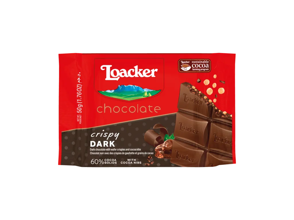 ШОКОЛАД LOACKER CHOCOLATE BAR CRISPY DARKMILK  50г