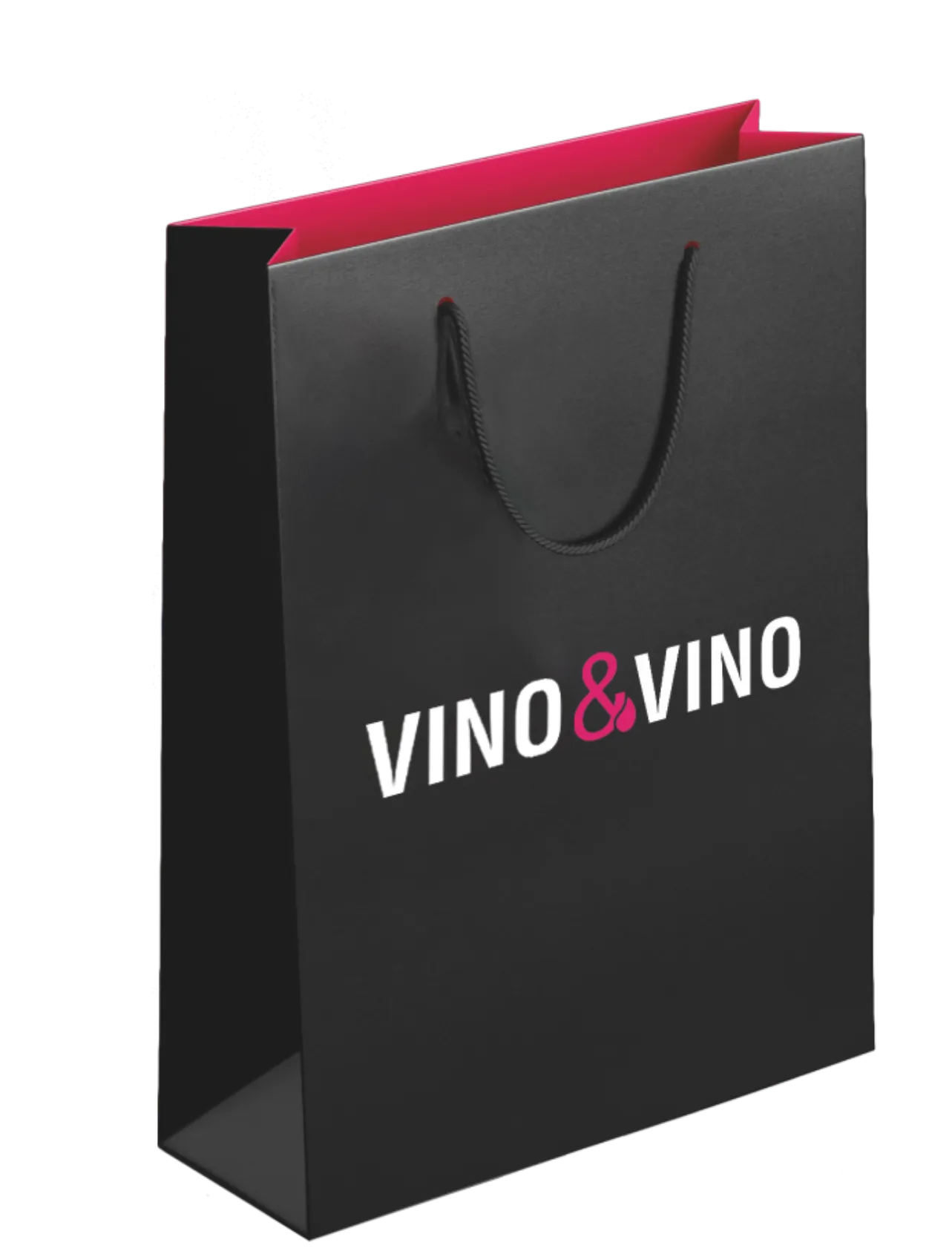 Пакет бумажный "Подарочный" VINO&VINO 300х360х120мм черный на две бутылки (МПК КРАФТ)