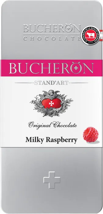 ШОКОЛАД BUCHERON Standart молочный с кусочками малины в жест.боксе 100г