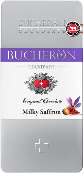 ШОКОЛАД BUCHERON Standart молочный с орехами и шафраном в жест.боксе 100г