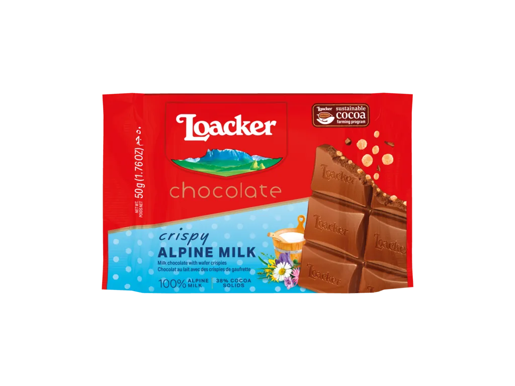 ШОКОЛАД LOACKER CHOCOLATE BAR CRISPY ALPINE MILK 50г